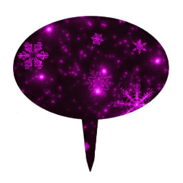 Palito Decorado Flocos de neve com fundo roxo