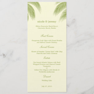 Palm Beach Wedding Menu Card - Verde