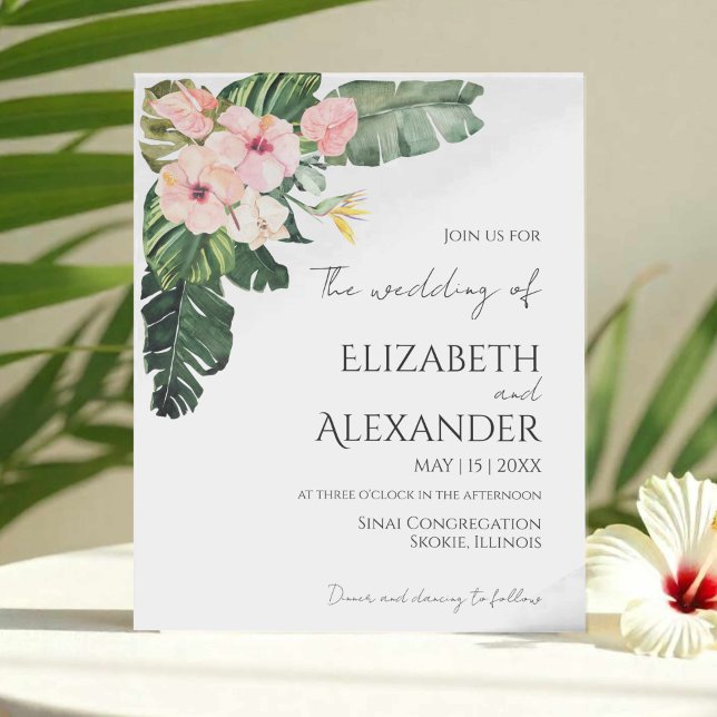 Palm Deixa Hibiscus Casamento Verde Tropical (Criador carregado)