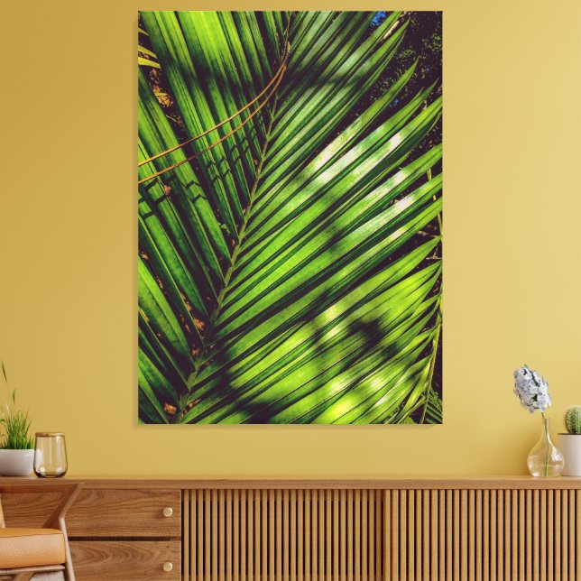 Palm Frond, Pine Agulha e Shadows Canvas Print (Insitu(Sala de estar))