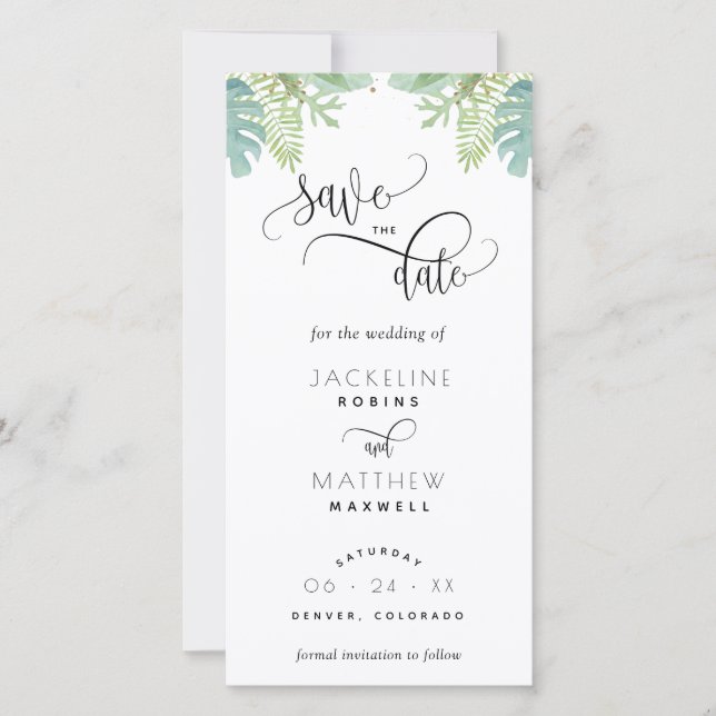 Palm Greenery Wedding Salvar O Indicador De Data (Frente)