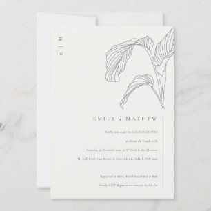 Palm Leaf Sketch Black White Casais Convite