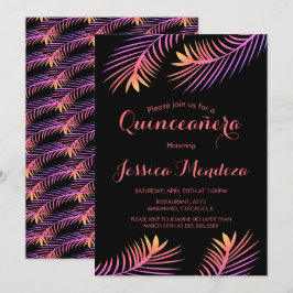 Palm Leaf Tropical Quinceañera Sweet 16 Convite