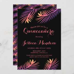 Palm Leaf Tropical Quinceañera Sweet 16 Convite