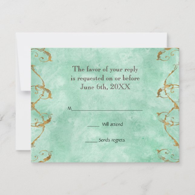 Palm Paradise - Cartões de resposta de RSVP Aqua (Frente)