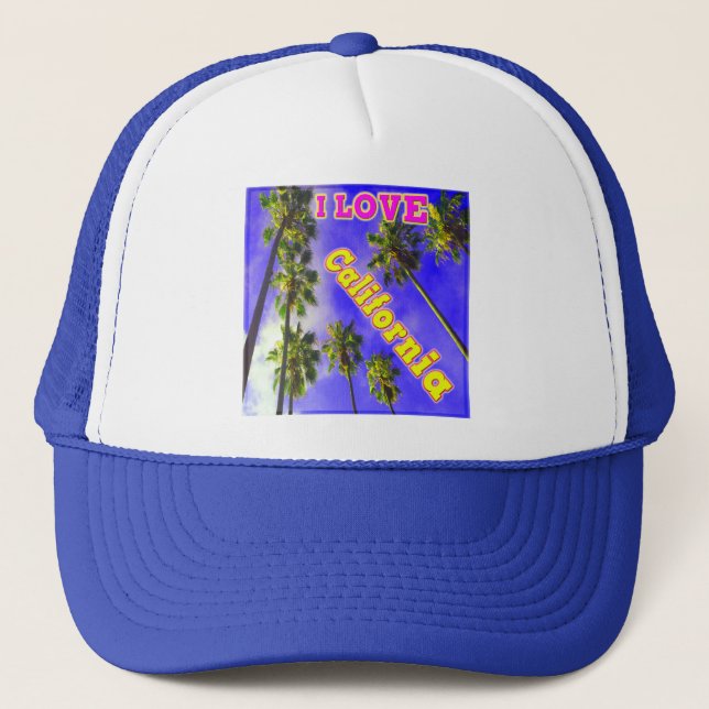 "Palm Sky: EU AMO Califórnia 1" Boné (Frente)