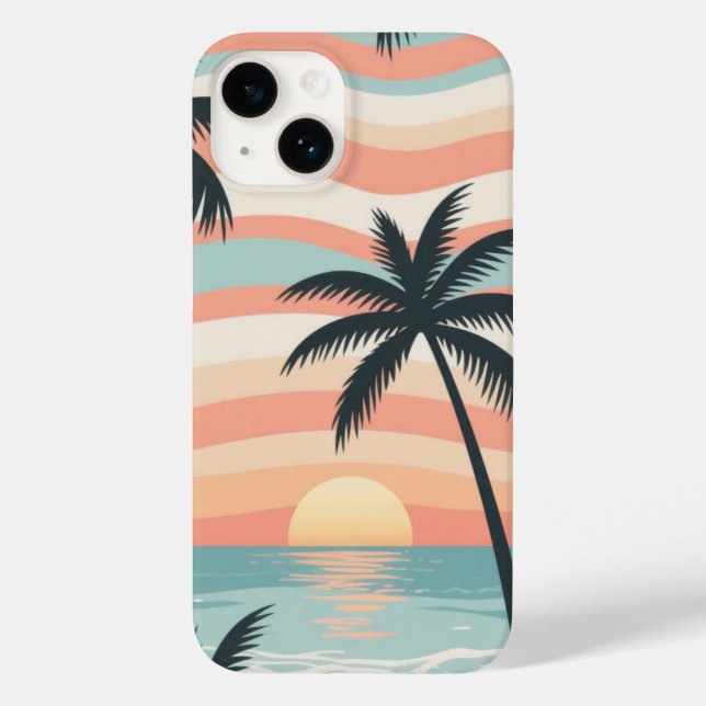 Palm Stripes – Tropical Calm Beach Phone Case (Verso)