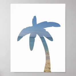 Palm Tree Beach Ocean Photo Art Impressão