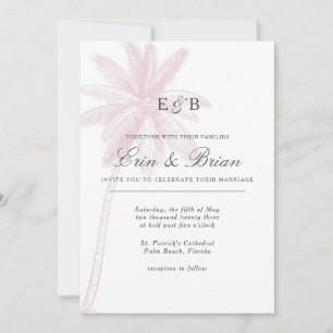 Palm Tree Casamento Convite Blush Rosa Vintage