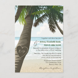 Palm Tree Gravado Iniciais Convites de Casamento