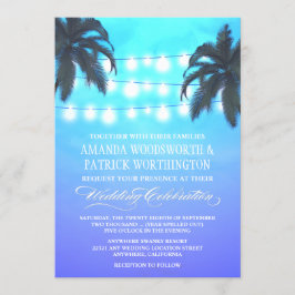 Palm Tree Lights Watercolor Convites para Casament