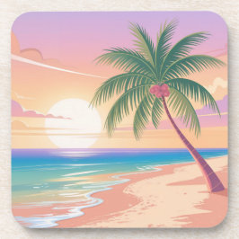 Palm Tree Sunrise Porta copos Beach Set