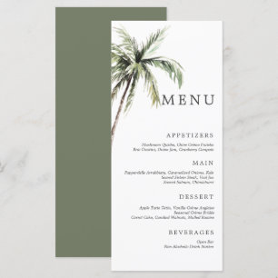 Palm Tree Tropical Menu Casamento Mínimo Serif