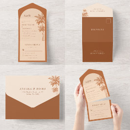 Palm Tree Tropical Terracotta & Cream Boho Casamen