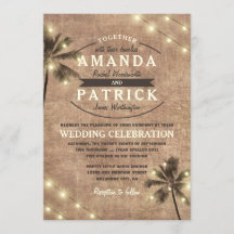 Palm Tree Vintage Luzes de Praia Convites para Cas