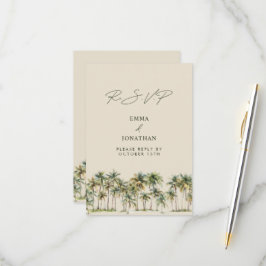Palm Tree Wedding RSVP Tropical Destination coast