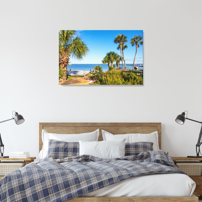 Palm Trees Bayside Morning Canvas Imprimir (Insitu(Quarto))