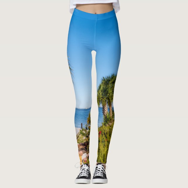Palm Trees Bayside Morning Leggings (Frente)