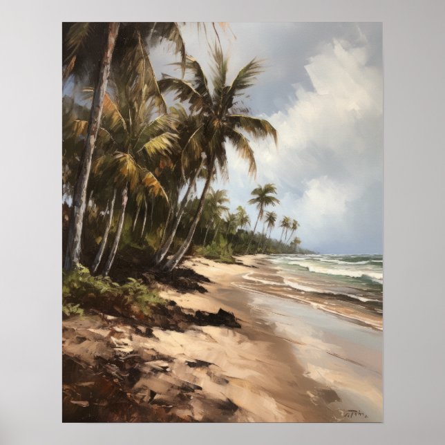Palm Trees de Praia Impressão Poster (Frente)