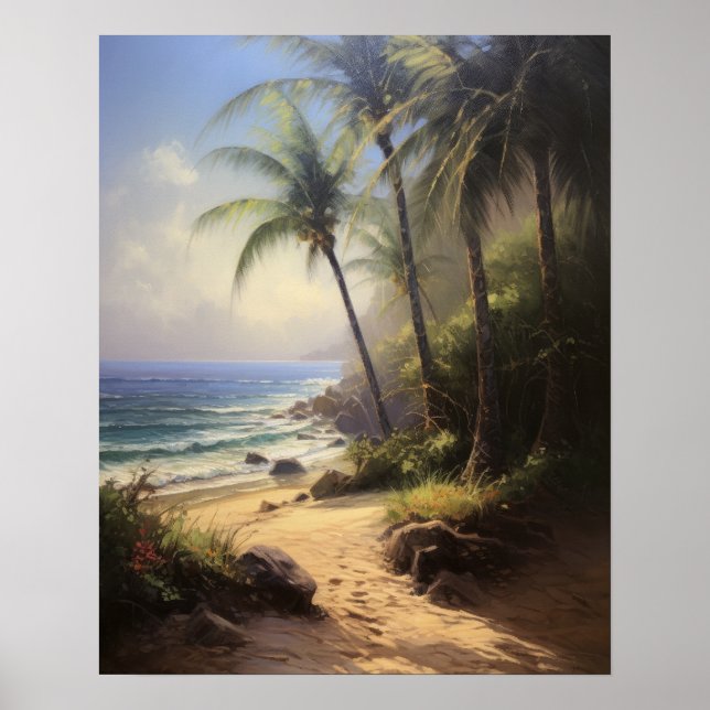 Palm Trees de Praia Impressão Poster (Frente)