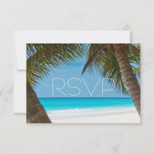Palm Trees Em Placas RSVP De Casamento De Praia
