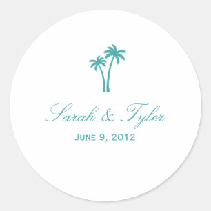 Palm Trees Favor Adesivo - Branco/Aqua