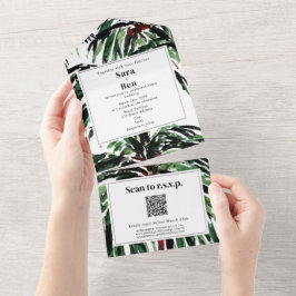 Palm Trees Pintadas Praia Casamento QR Código RSVP