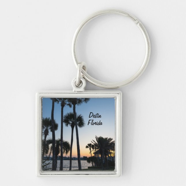 Palm Trees Sunrise Destin Florida Square Chaveiro (Frente)