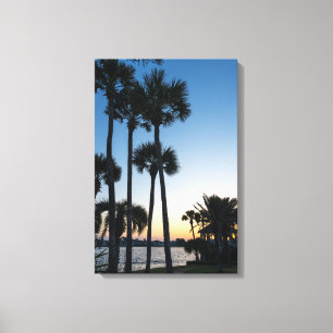 Palm Trees Sunrise Destruin Florida Canvas Print