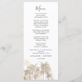 Palm Trees Watercolor Menu Casamento Costeiro