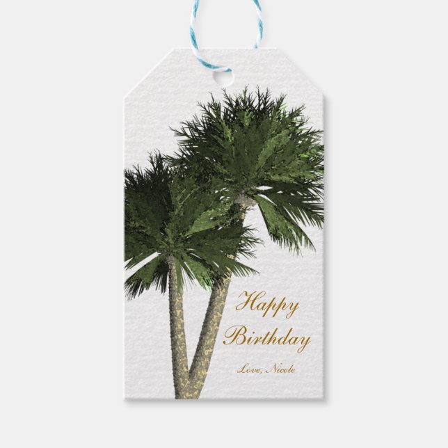 Palm Trees White Elegant Beach Casamento Etiqueta  (Frente)