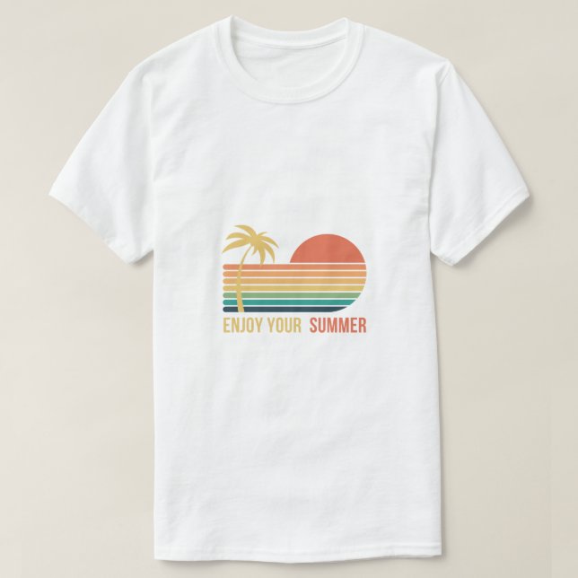 Palma do Logotipo do Sunset Retro Beach Time Polo (Frente do Design)