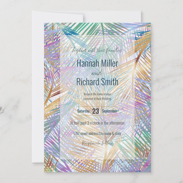 Palma Dourada tropical deixa Design colorido (Frente)