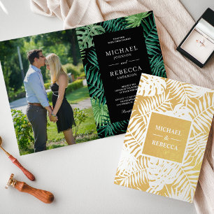 Palma Dourada Verde Deixa Convite Para Casamento