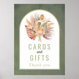 Palma seca, erva-pampas, poster de casamento verde