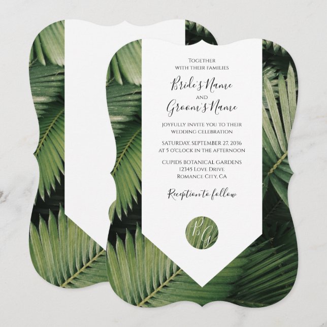 Palma Tropical Deixa Casamento Verde Convites (Frente/Verso)
