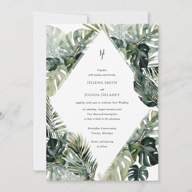 Palma Tropical Deixa Convite De Casamento | Praia (Frente)