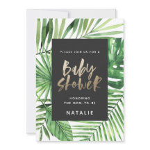 Palma tropical e convite para chá de fraldas de sc