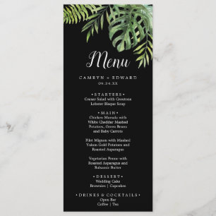 Palma tropical selvagem Menu Janto Casamento Neg