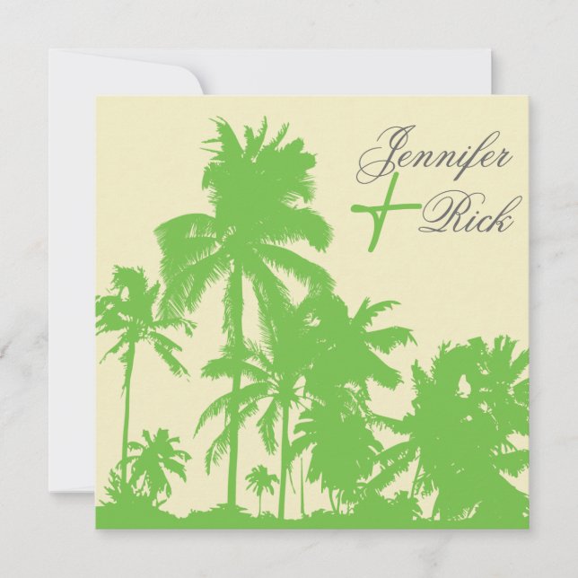 Palmas verdes tropicais - convite para casamento (Frente)