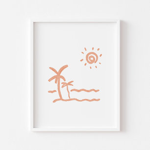 Palmeira e praia boho impressão