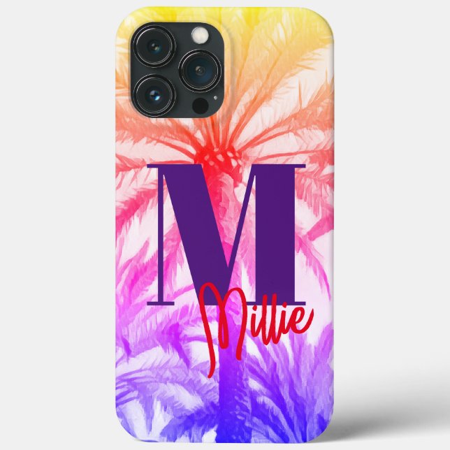 palmeira tropical com nome personalizado retrô (Verso)