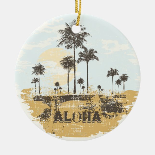Palmeiras de Aloha Enfeite de Natal Tropical (Frente)