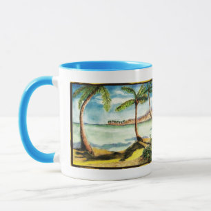 Palmeiras e Desenho de Praia - Caneca