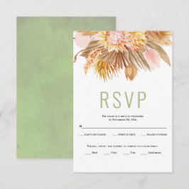 Palmeiras secas, erva-pampas, casamento verde RSVP