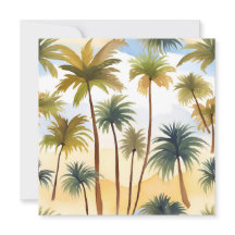Palmeiras Tropicais | Cartão de Aquarela de Praia