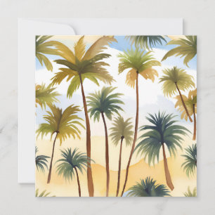 Palmeiras Tropicais   Cartão de Aquarela de Praia