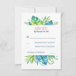 palmeiras tropicais folhas praias casamento rsvp