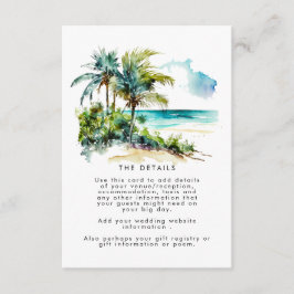 palmeiras tropicais praia cartão de informação de
