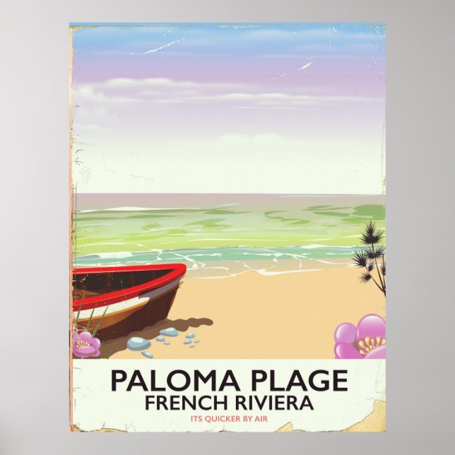 Paloma Plage, poster de viagens francês da Riviera (Frente)